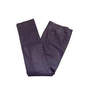Escada Lakera Straight Leg Dark Plum Lamb Leather Pants Size 42 US 10/12